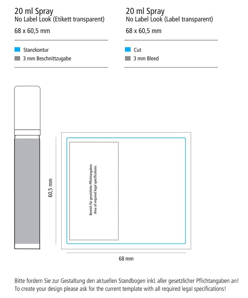 Hände-Desinfektionsspray (DIN EN 1500), 20 ml, No Label Look (Alu Look)