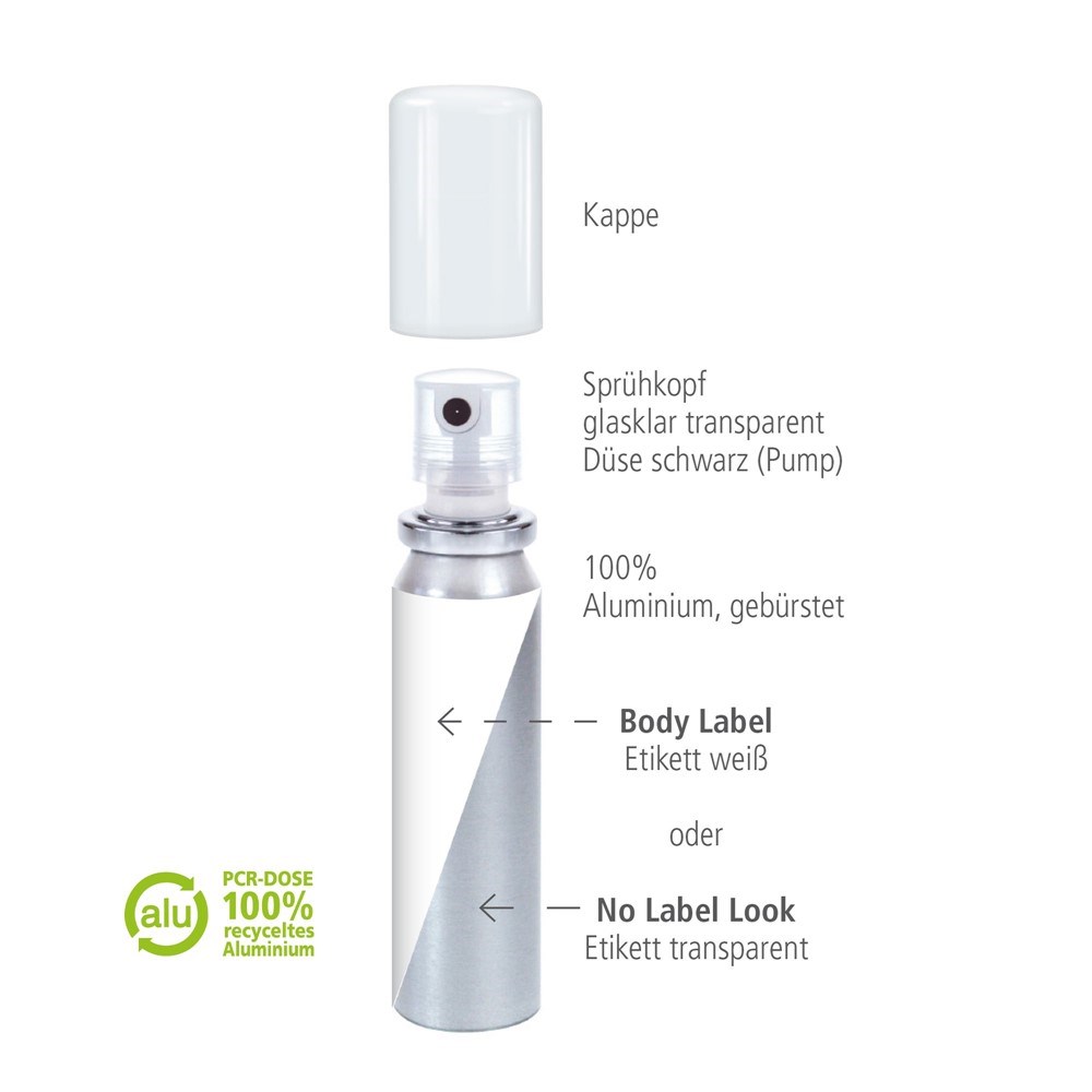 Hände-Desinfektionsspray (DIN EN 1500), 20 ml, No Label Look (Alu Look)