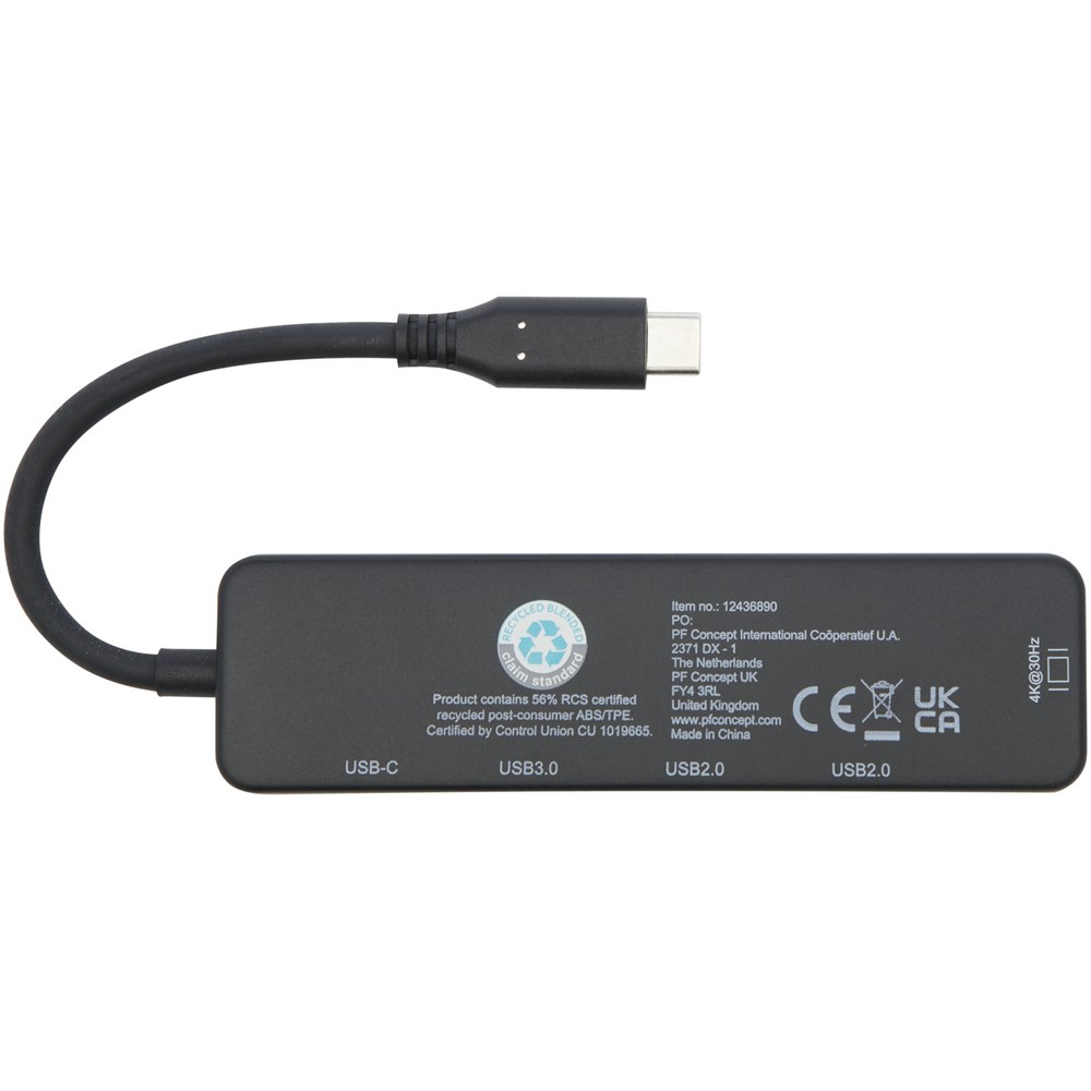 Loop Multimedia-Adapter aus recyceltem RCS Kunststoff USB 2.0-3.0 mit HDMI-Anschluss