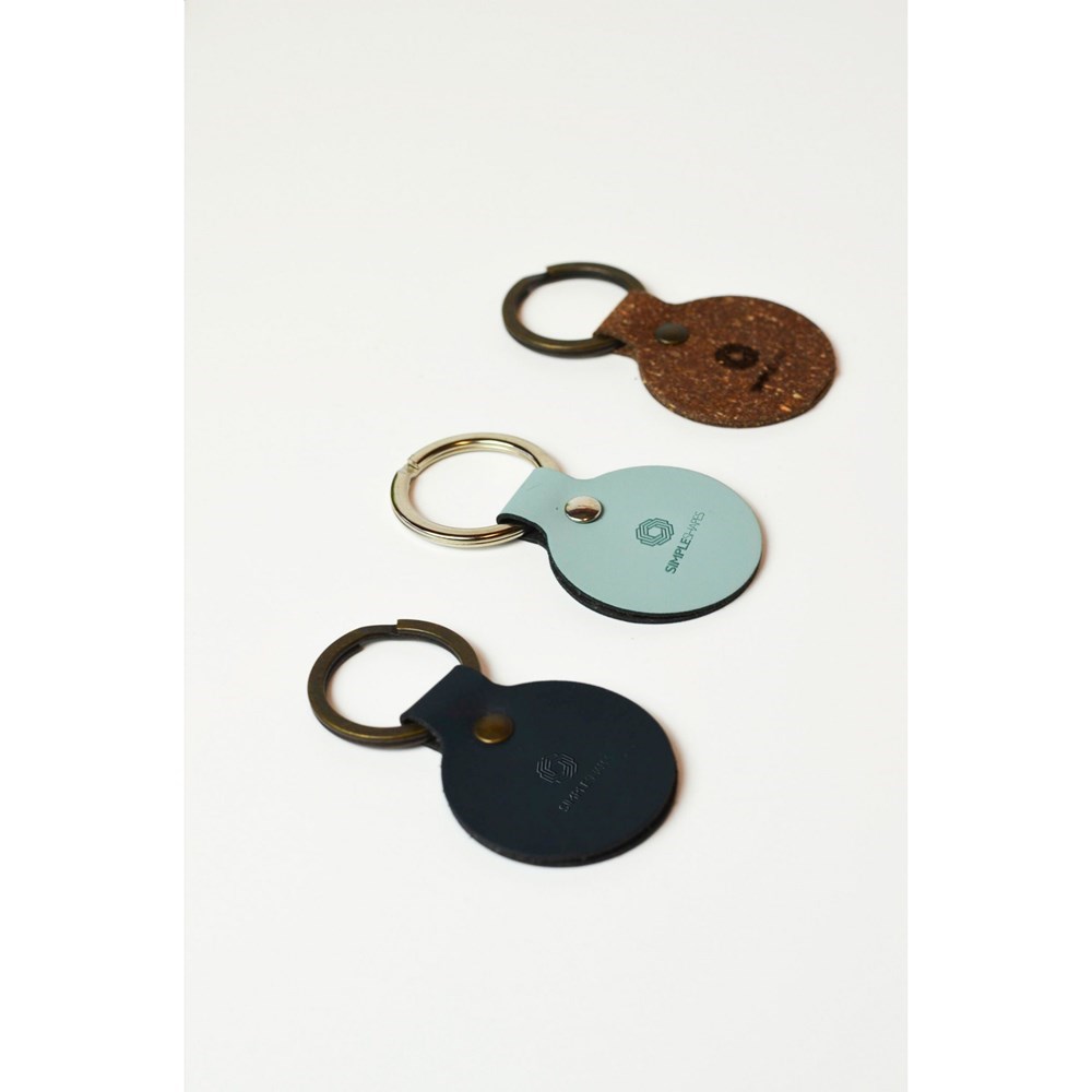 Recycled Leather Keyring Round Schlüsselanhänger