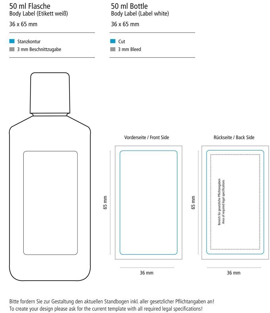 Duschgel Ingwer-Limette, 50 ml, Body Label (R-PET)