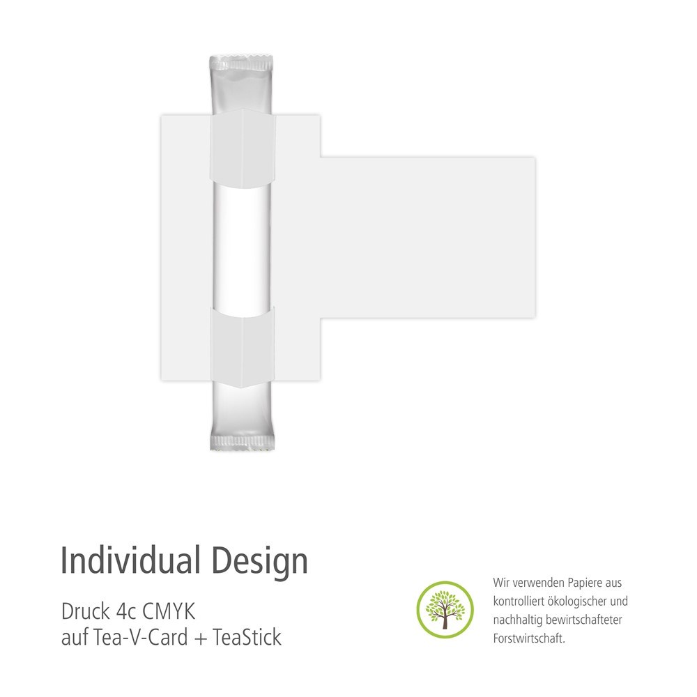 Tea-V-Card Visitenkarte inkl. 1  TeaStick "Individ. Design"